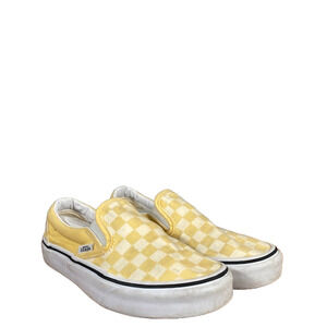 Vans Women’s Yellow & White Checkered Canvas Slip-On Sneakers Size 5.5